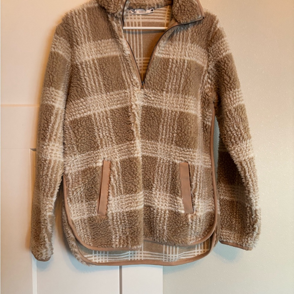Plaid Sherpa Zip-Up Jacket